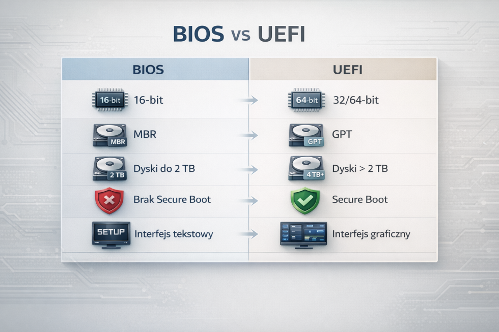 BIOS vs UEFI – kluczowe różnice w środowisku startowym komputera