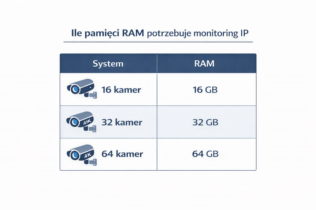 ile ram do monitoringu ip tabela konfiguracji