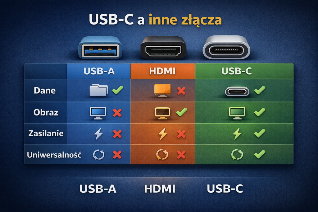 USB-C vs USB-A i HDMI – porównanie przesyłu danych, obrazu i zasilania