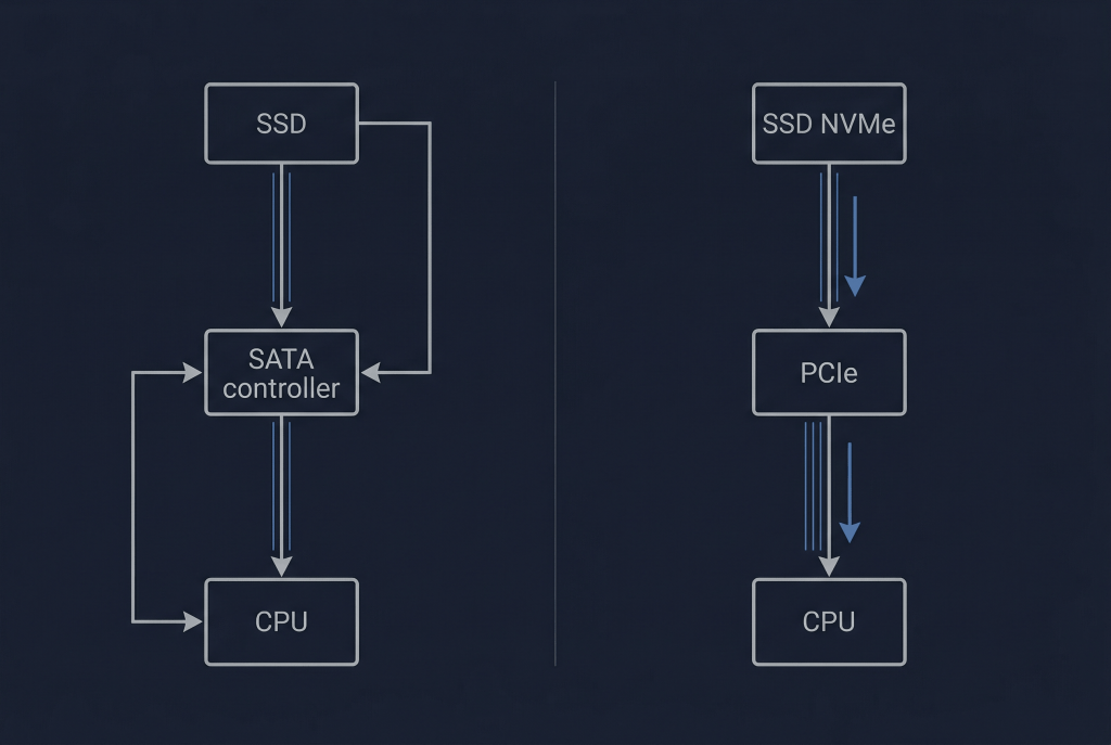 NVMe vs SATA – różnice w architekturze i komunikacji NVMe vs SATA – różnice w architekturze i komunikacji