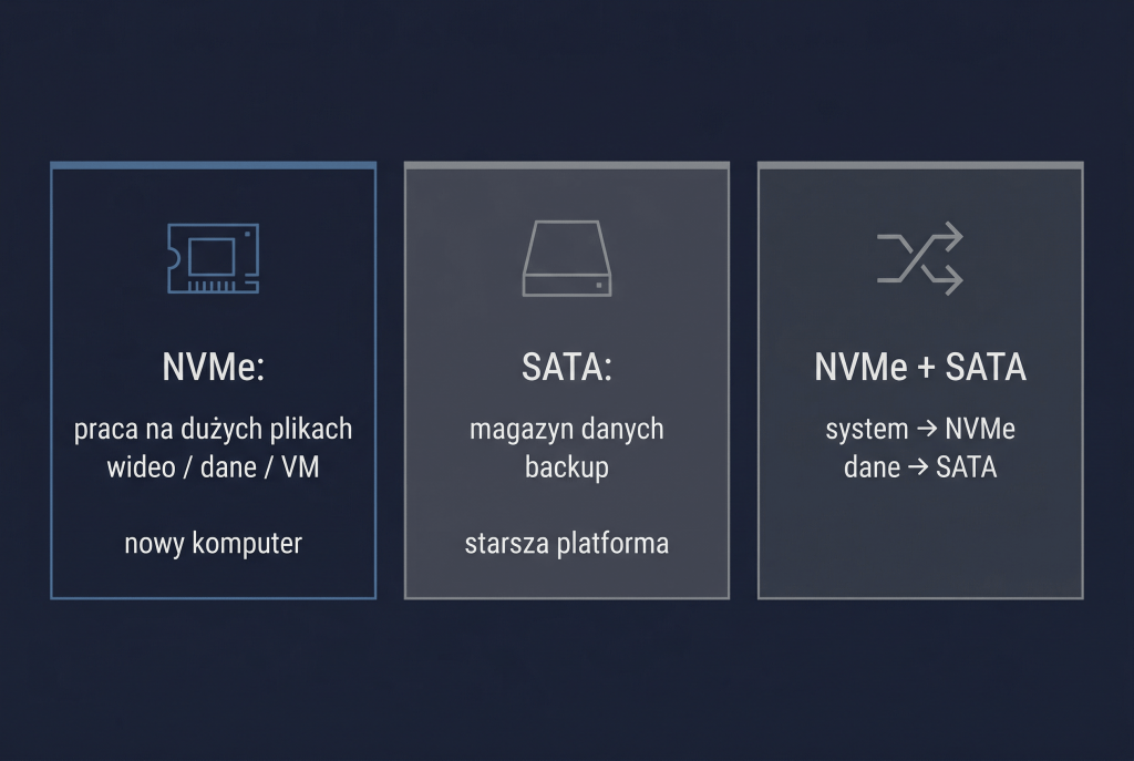 NVMe vs SATA – kiedy wybrać który dysk SSD nvme czy sata kiedy wybrac dysk ssd zastosowania nvme i sata